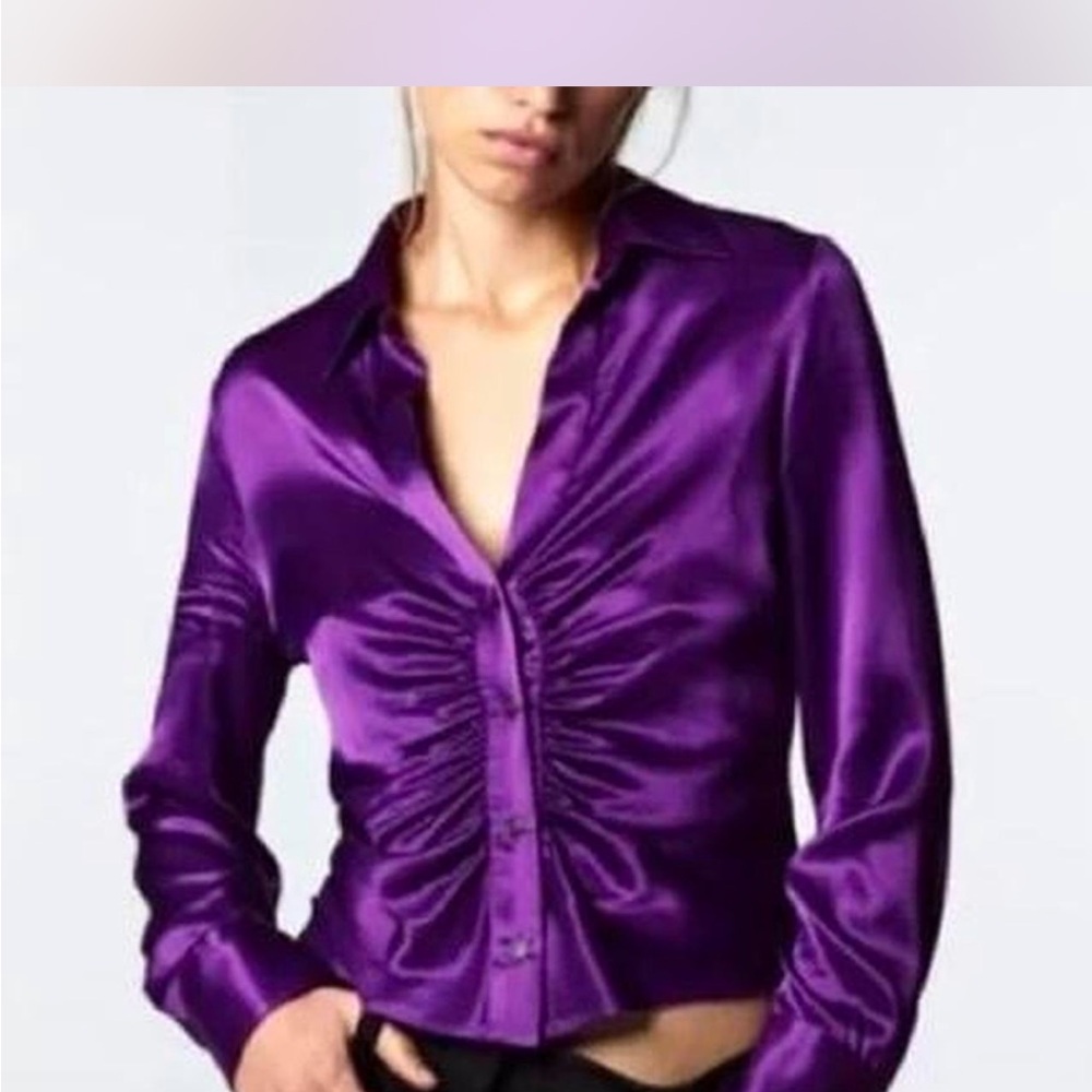Zara Purple Satin Rave Blouse